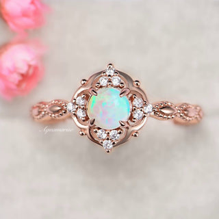Natural Australian Opal Ring in 14K Rose Gold Vermeil