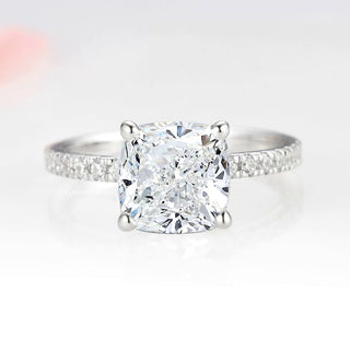 Cushion Cut Lab-Grown Diamond Engagement Ring- 14K White Gold (IGI Certified)