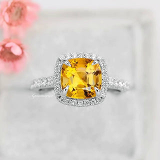Belle Cushion Cut Natural Citrine Ring in Sterling Silver