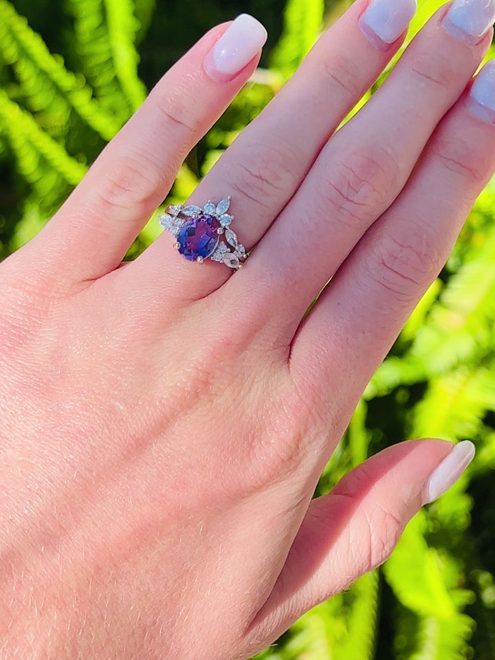 Evelyn Amethyst Ring Set- Sterling Silver