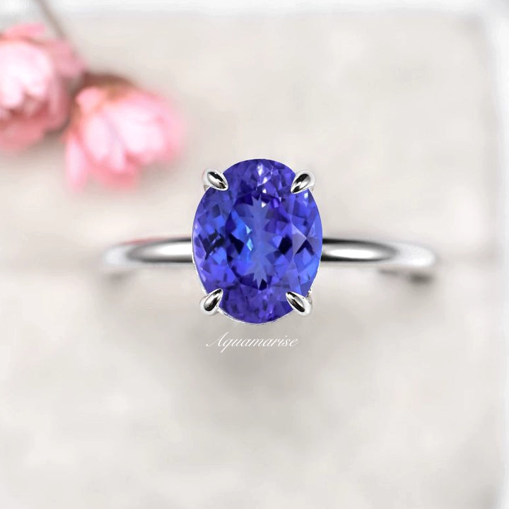 2CT Solitaire Tanzanite Ring- Sterling Silver