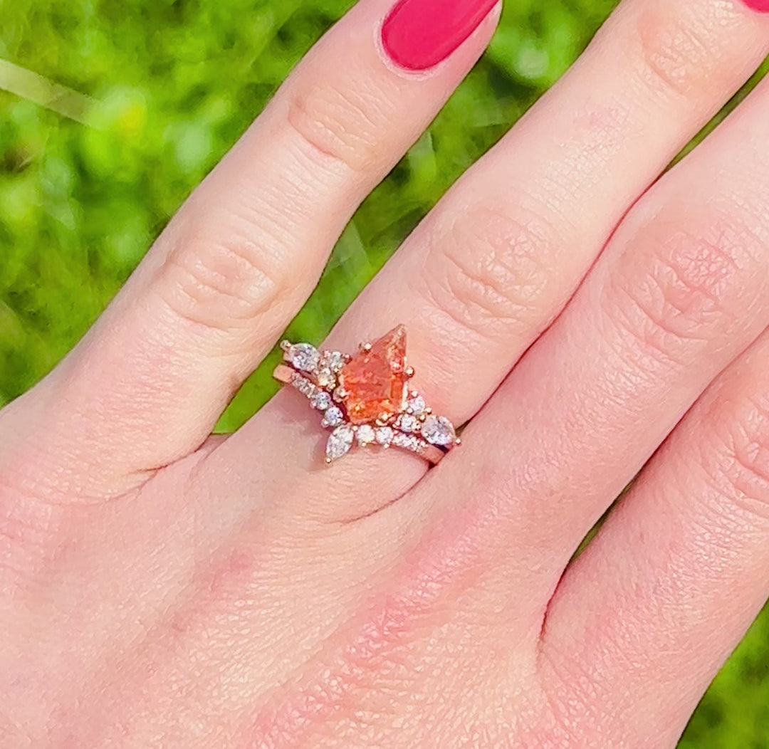 Skye Kite Natural Sunstone Ring Set- 14K Rose Gold Vermeil