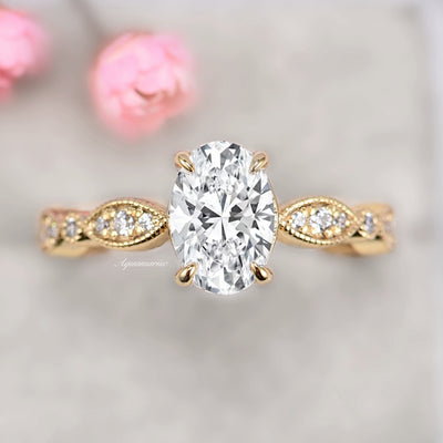 Kylie Moissanite Engagement Ring- 14K Solid Yellow Gold