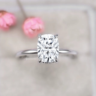 2CT Solitaire Elongated Cushion Cut Moissanite Engagement Ring in 14K White Gold