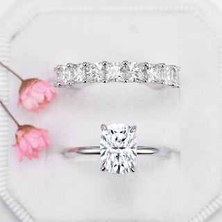 2CT Solitaire Elongated Cushion Cut Moissanite Engagement Ring in 14K White Gold