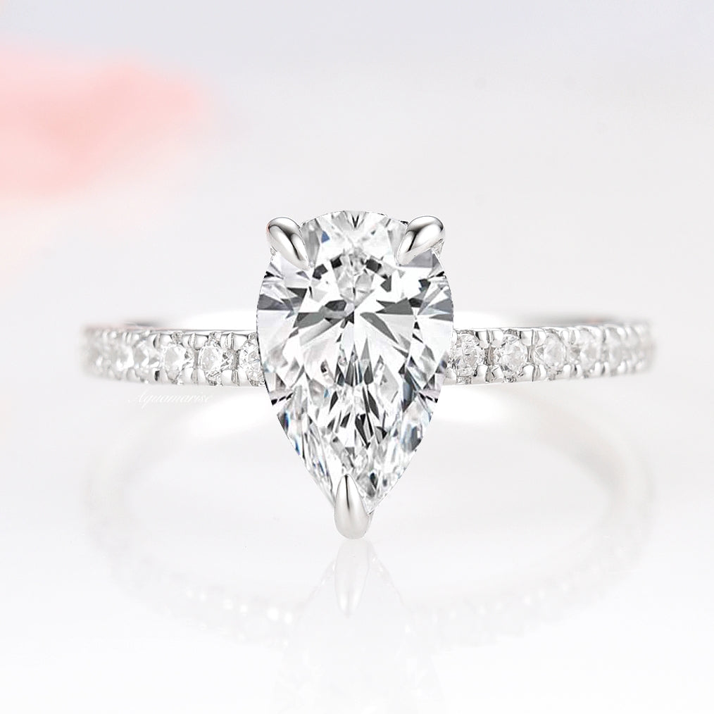Lumiere Moissanite or Diamond Engagement Ring- 14K White Gold