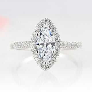 Valeria Marquise Moissanite Engagement Ring in 14K White Gold