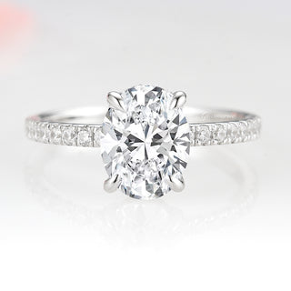 Elle Hidden Halo Moissanite Engagement Ring in 14K White Gold