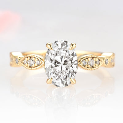 Kylie Moissanite Engagement Ring- 14K Solid Yellow Gold