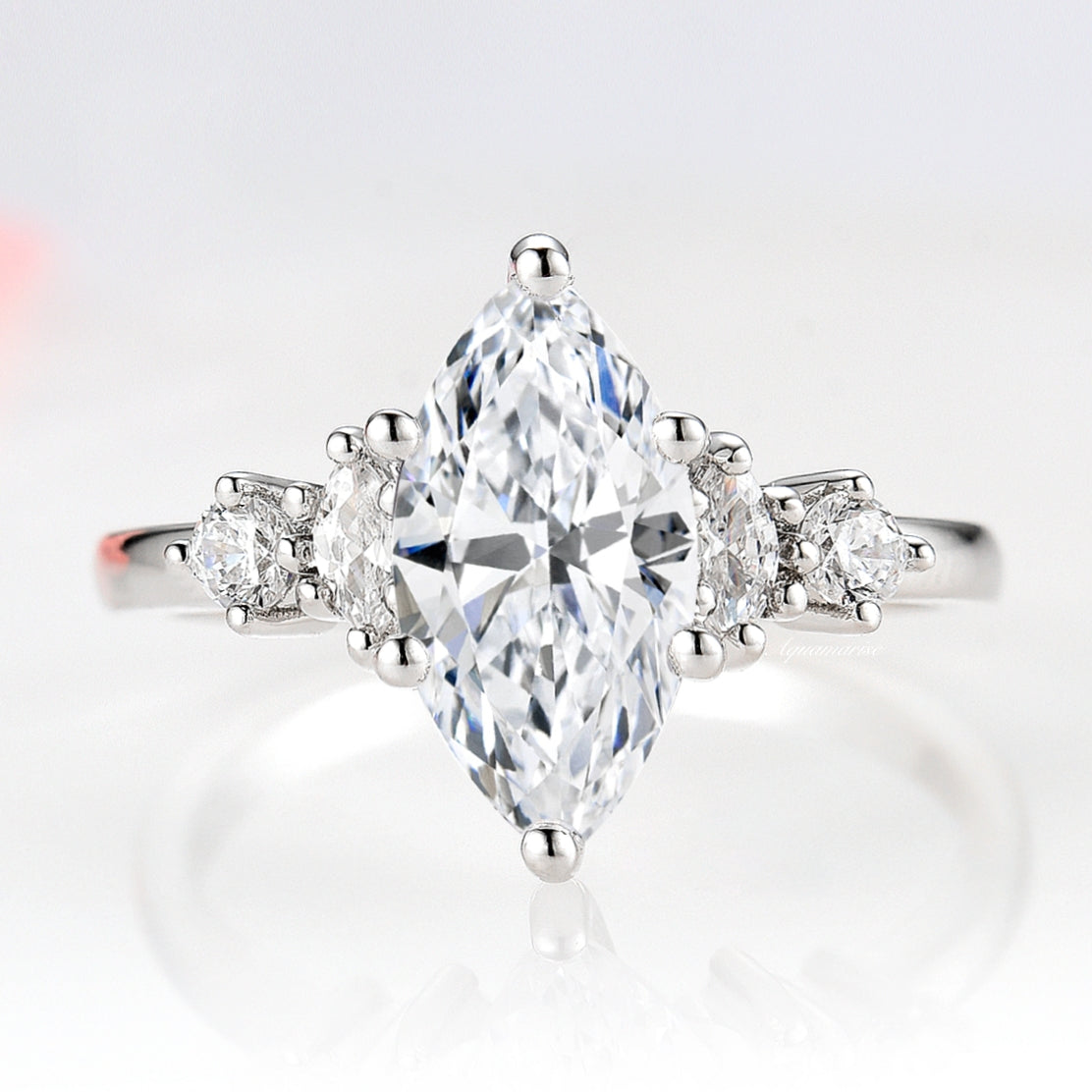 1.5CT Marquise Cut Simulated Diamond Wedding Ring- 14K White Gold Ring