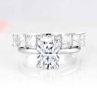 2CT Solitaire Elongated Cushion Cut Moissanite Engagement Ring in 14K White Gold