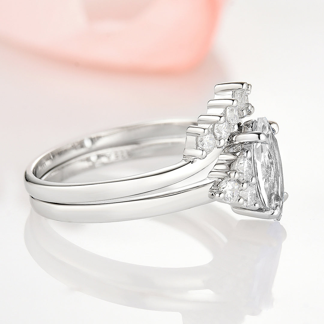 Nadia White Sapphire Ring Set- Sterling Silver