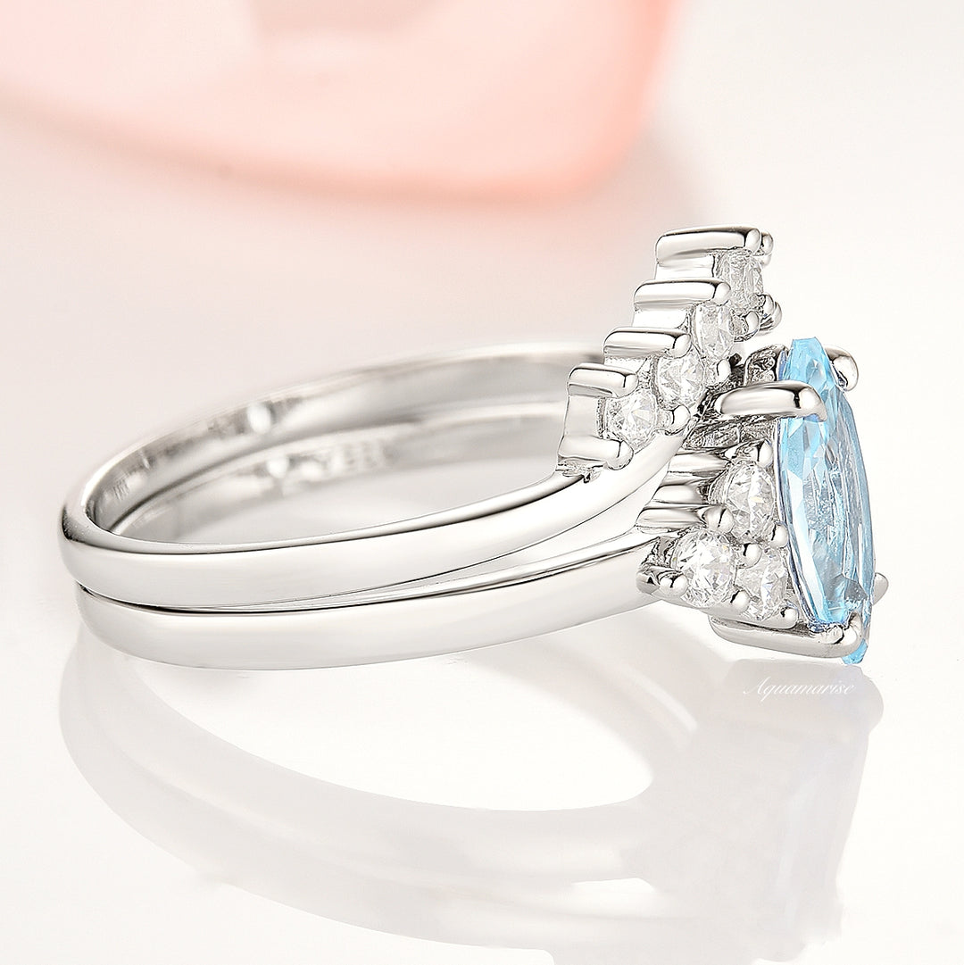 Nadia Aquamarine Ring Set- Sterling Silver