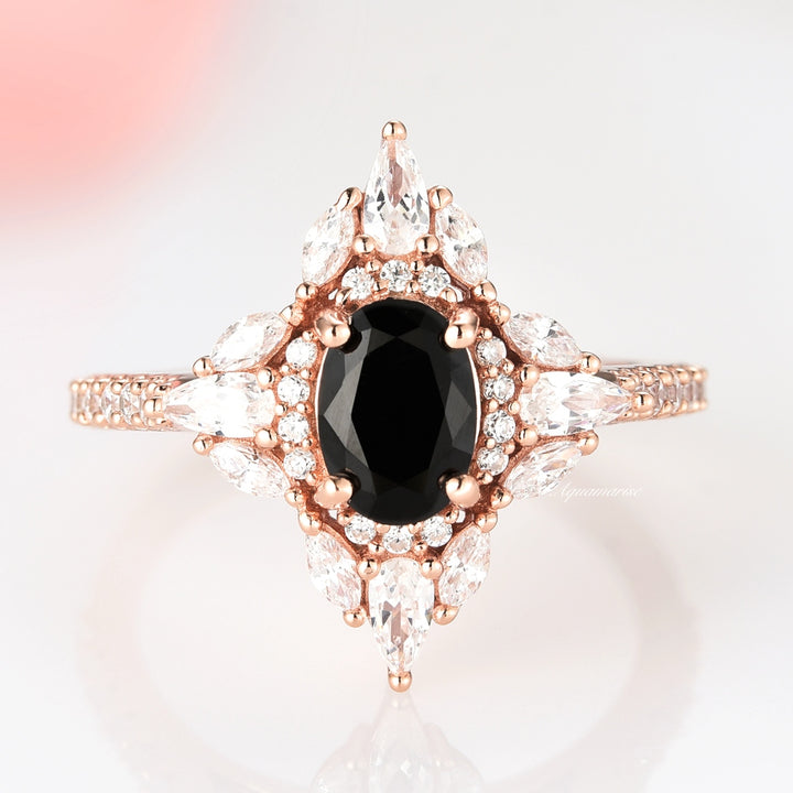 Stella Black Onyx Ring- 14K Rose Gold Vermeil