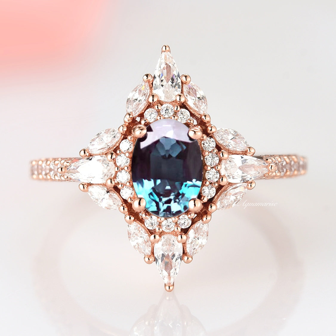 Stella Alexandrite Ring- 14K Rose Gold Vermeil- North Star Engagement Ring