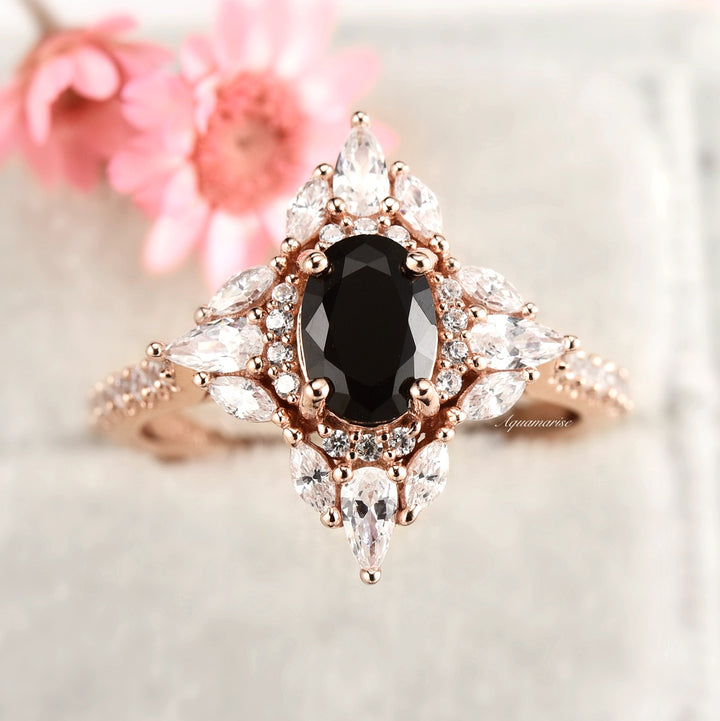 Stella Black Onyx Ring- 14K Rose Gold Vermeil