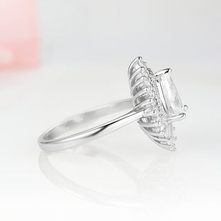 Art Deco Moissanite Gatsby Engagement Ring- 14K White Gold