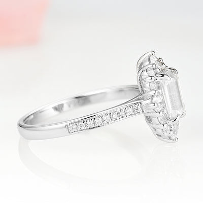 Lana Emerald Cut Moissanite Engagement Ring- 14K White Gold