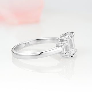 Emerald Cut Moissanite Engagement Ring in 14K White Gold
