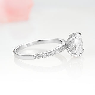 Elle Hidden Halo Moissanite Engagement Ring in 14K White Gold