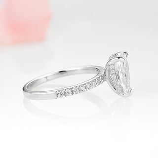 Astoria Moissanite Teardrop Engagement Ring (Hidden Accents) in 14K White Gold