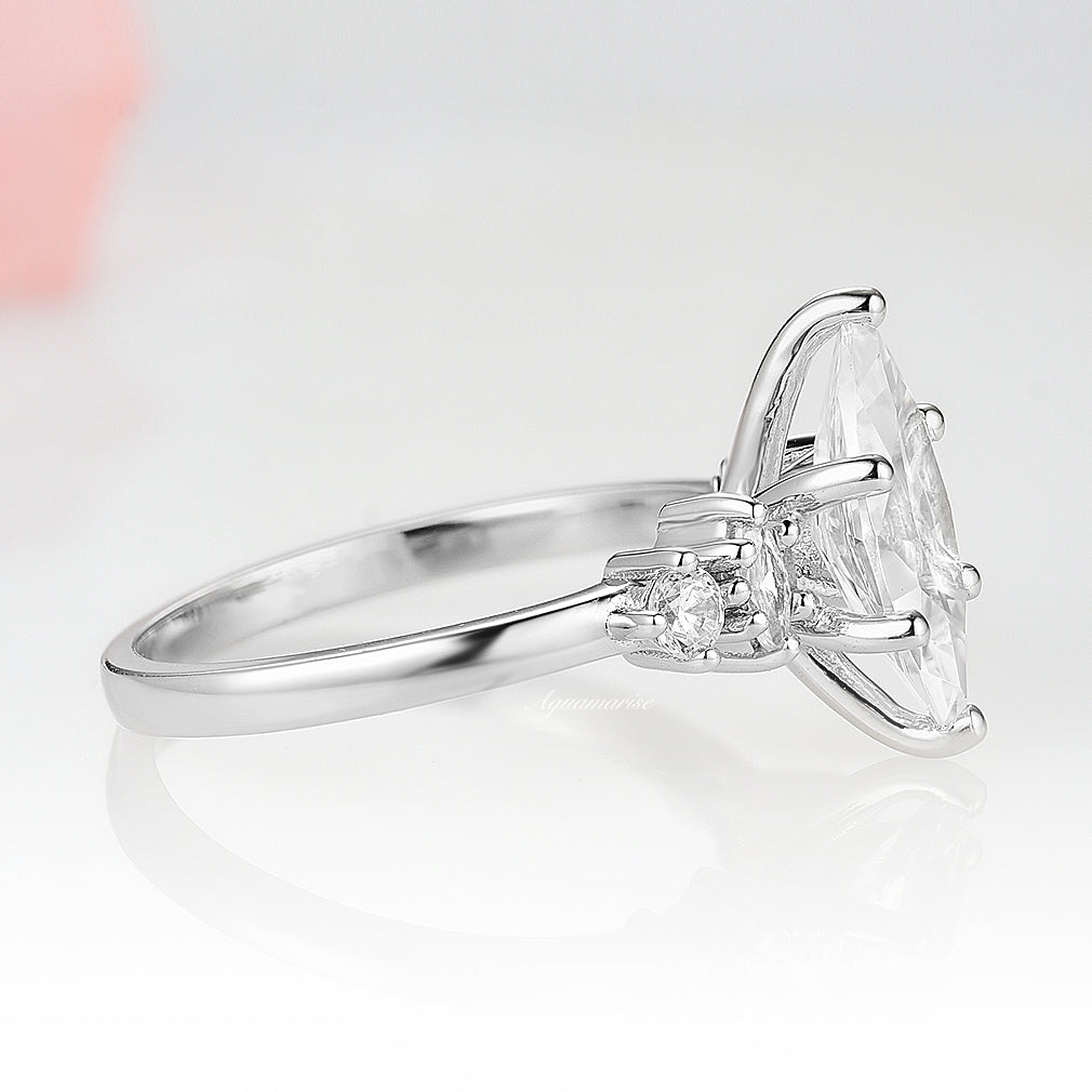 1.5CT Marquise Cut Simulated Diamond Wedding Ring- 14K White Gold Ring