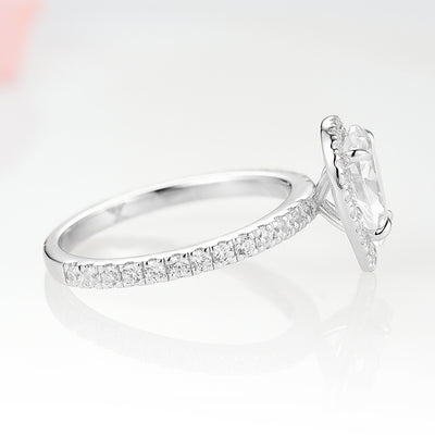 Elodie Moissanite Engagement Ring- 14K White Gold Pear/Teardrop Cut Moissanite Ring