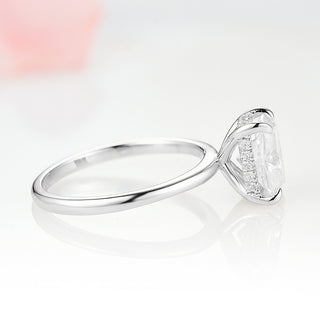 Solitaire Moissanite/ White Sapphire Ring (Hidden Accents)- Sterling Silver