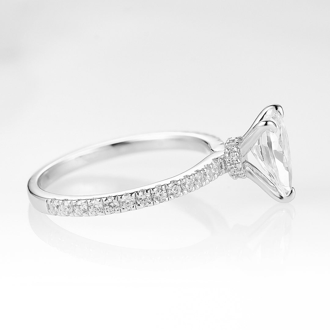 Lumiere Moissanite or Diamond Engagement Ring- 14K White Gold