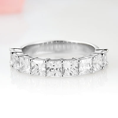 3.5MM Princess Cut Diamond Wedding Band- 14K White Gold