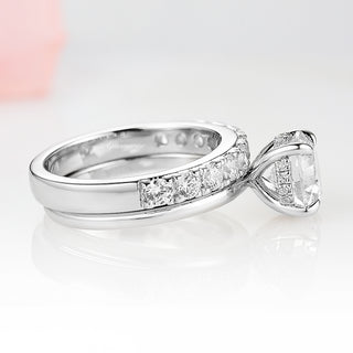 2CT Round Cut Moissanite Engagement Ring in 14K White Gold