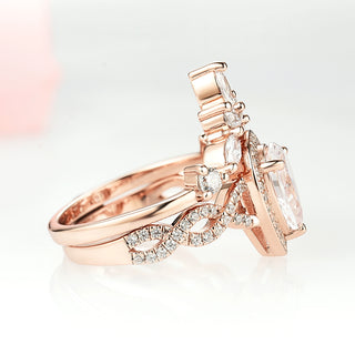 Nouveau Moissanite Engagement Ring in 14K Solid Rose Gold
