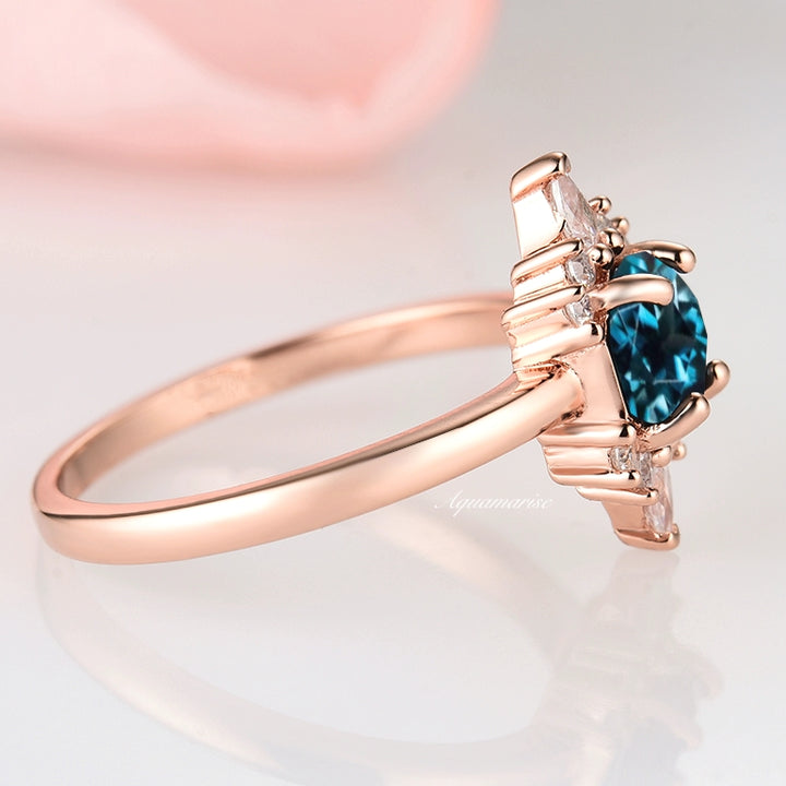 Hexagon London Blue Topaz Ring- 14K Rose Gold Vermeil