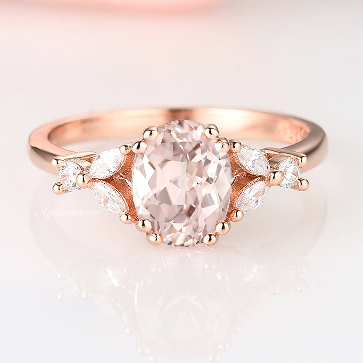 Oval Morganite Ring- 14K Rose Gold Vermeil