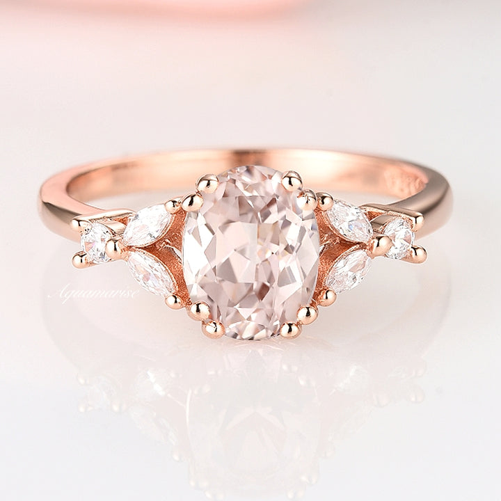 Oval Morganite Ring- 14K Rose Gold Vermeil