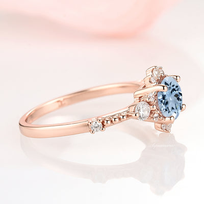 Aquamarine Engagement Ring- 14K Rose Gold Vermeil