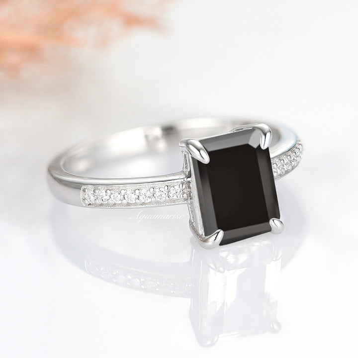 Ava Black Onyx Ring- 925 Sterling Silver