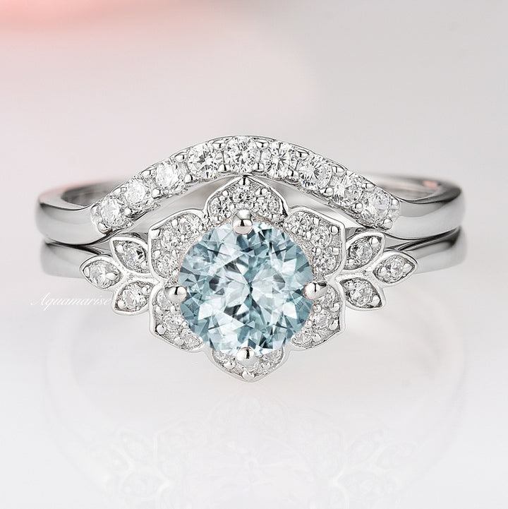 Jasmine Aquamarine Ring Set- Sterling Silver