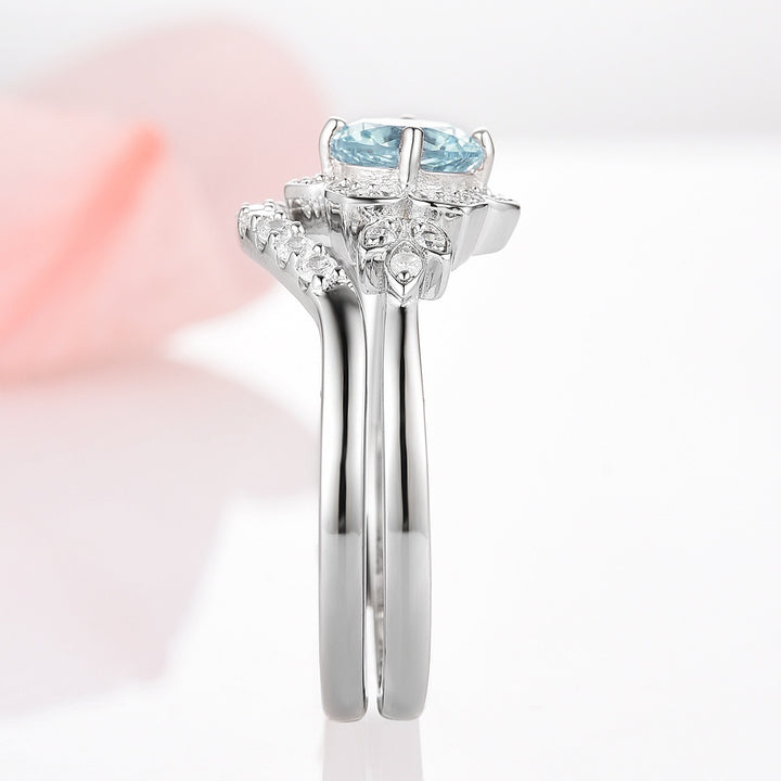 Jasmine Aquamarine Ring Set- Sterling Silver