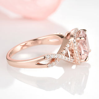Flair Cushion Cut Morganite Engagement Ring in 14K Rose Gold Vermeil