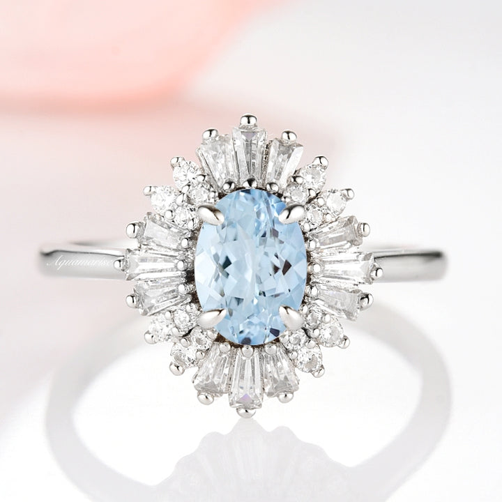 Victoria Natural Aquamarine Ring- Sterling Silver