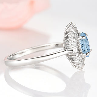Victoria Art deco Aquamarine Ring- 14K White Gold