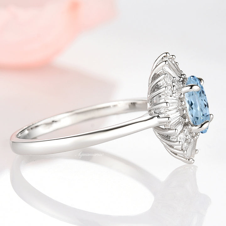 Victoria Natural Aquamarine Ring- Sterling Silver