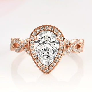 Nouveau Moissanite Engagement Ring in 14K Solid Rose Gold