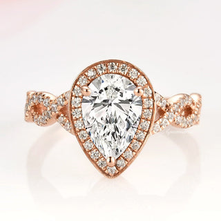 Nouveau Diamond (cz) Engagement Ring Set- 14K Rose Gold Vermeil