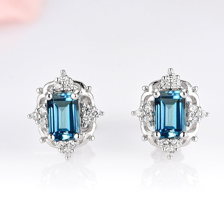 Claire Natural London Blue Topaz Earrings- Sterling Silver