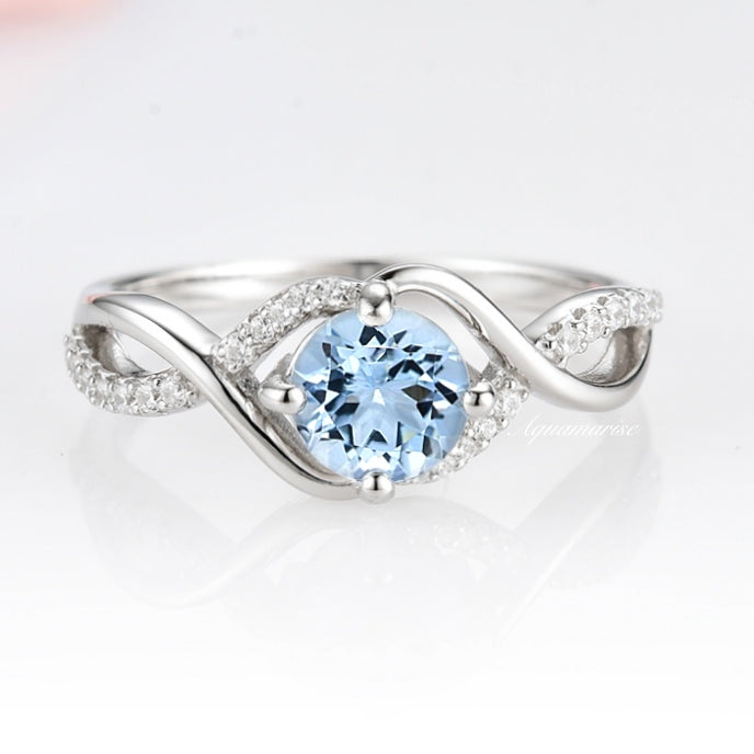 Entwined Aquamarine Ring- Sterling Silver