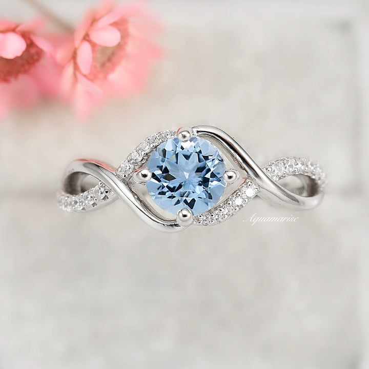 Entwined Aquamarine Ring- Sterling Silver