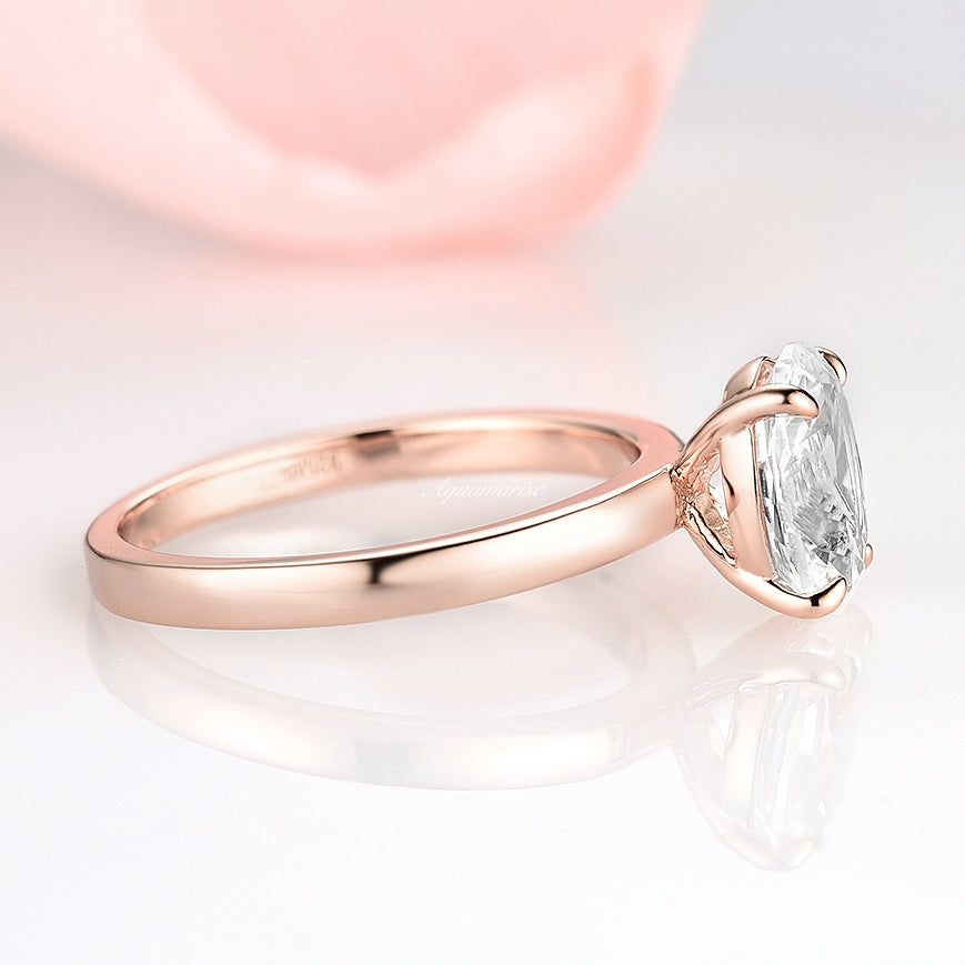 Solitaire White Sapphire Ring- 14K Rose Gold Vermeil