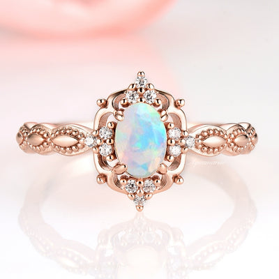 Claire Australian Opal Ring-14K Rose Gold Vermeil